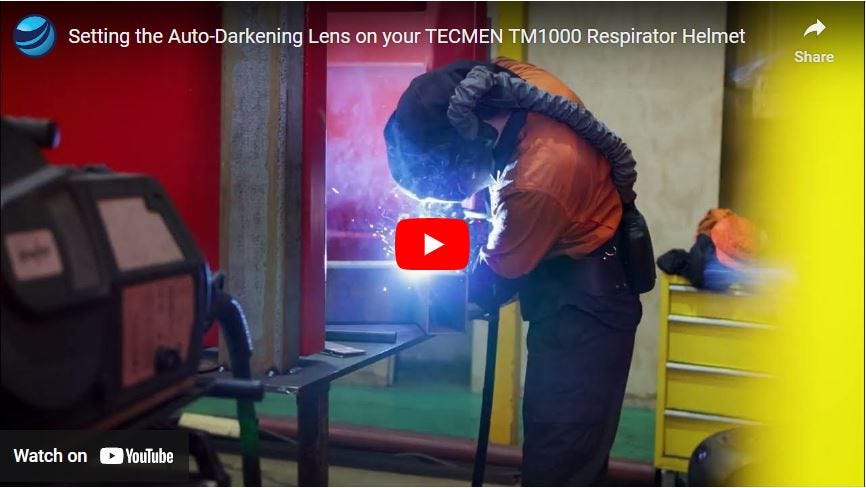 Setting the Auto-Darkening Lens on your TECMEN TM1000 Respirator Helmet